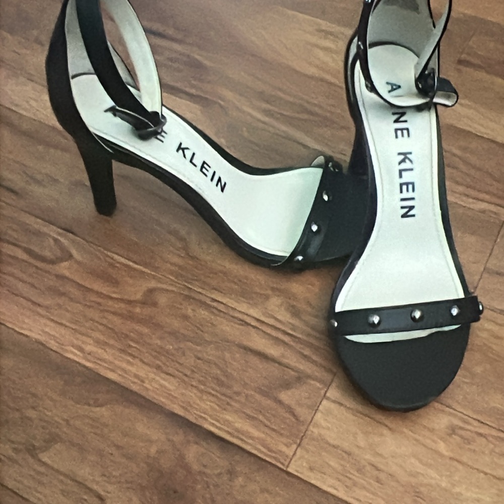 Anne Klein Black Heeled Sandals with Stud Details